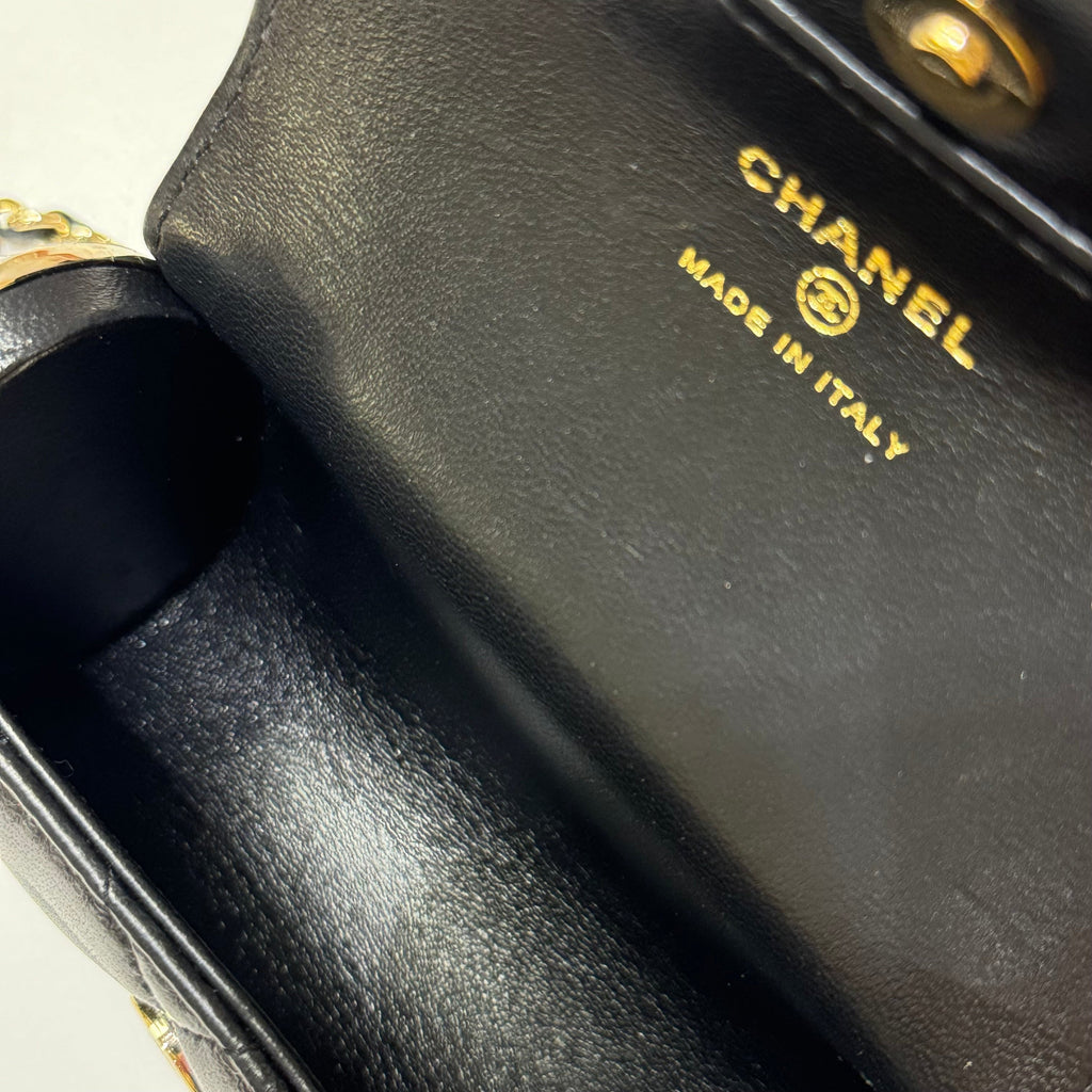 CHANEL LIPSTICK CYLINDER BAG IN BLACK WITH GOLD CHAIN