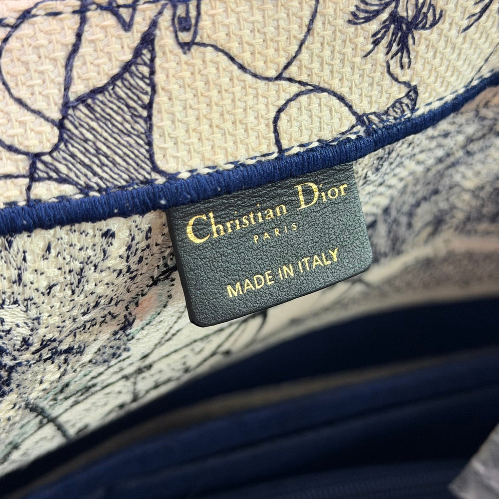 DIOR Blue & White Nautical Embroidery Star Tote Bag