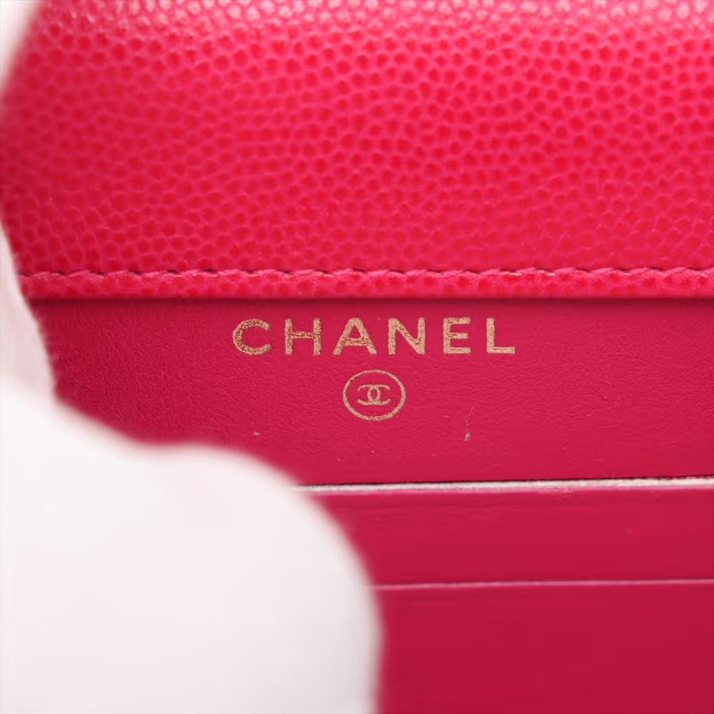 Chanel CC Logo Matelasse Caviar Skin Chain Phone Case Bag Hot Pink