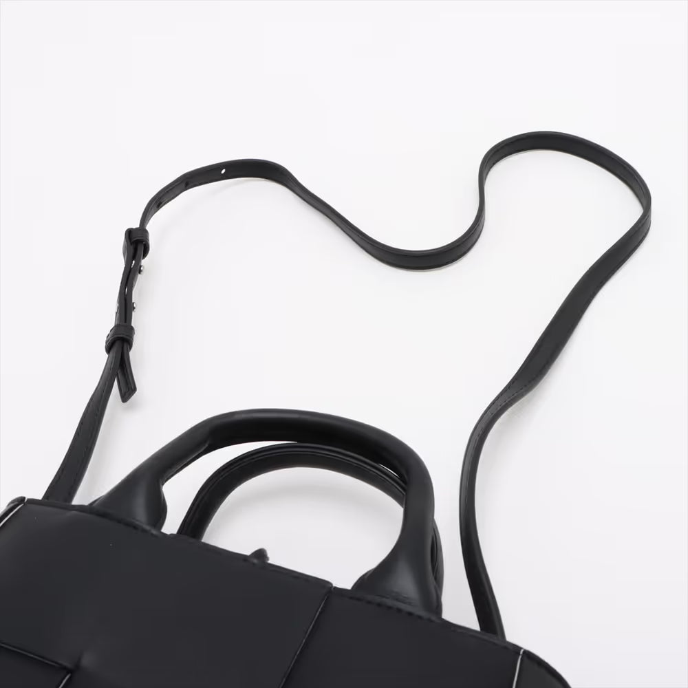 Bottega Veneta Maxi Intrecciato Mini Arco Leather Two-Way Shoulder Bag Black