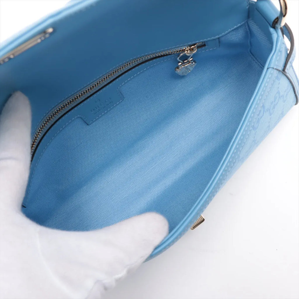 Gucci GG Canvas Leather Shoulder Bag Blue