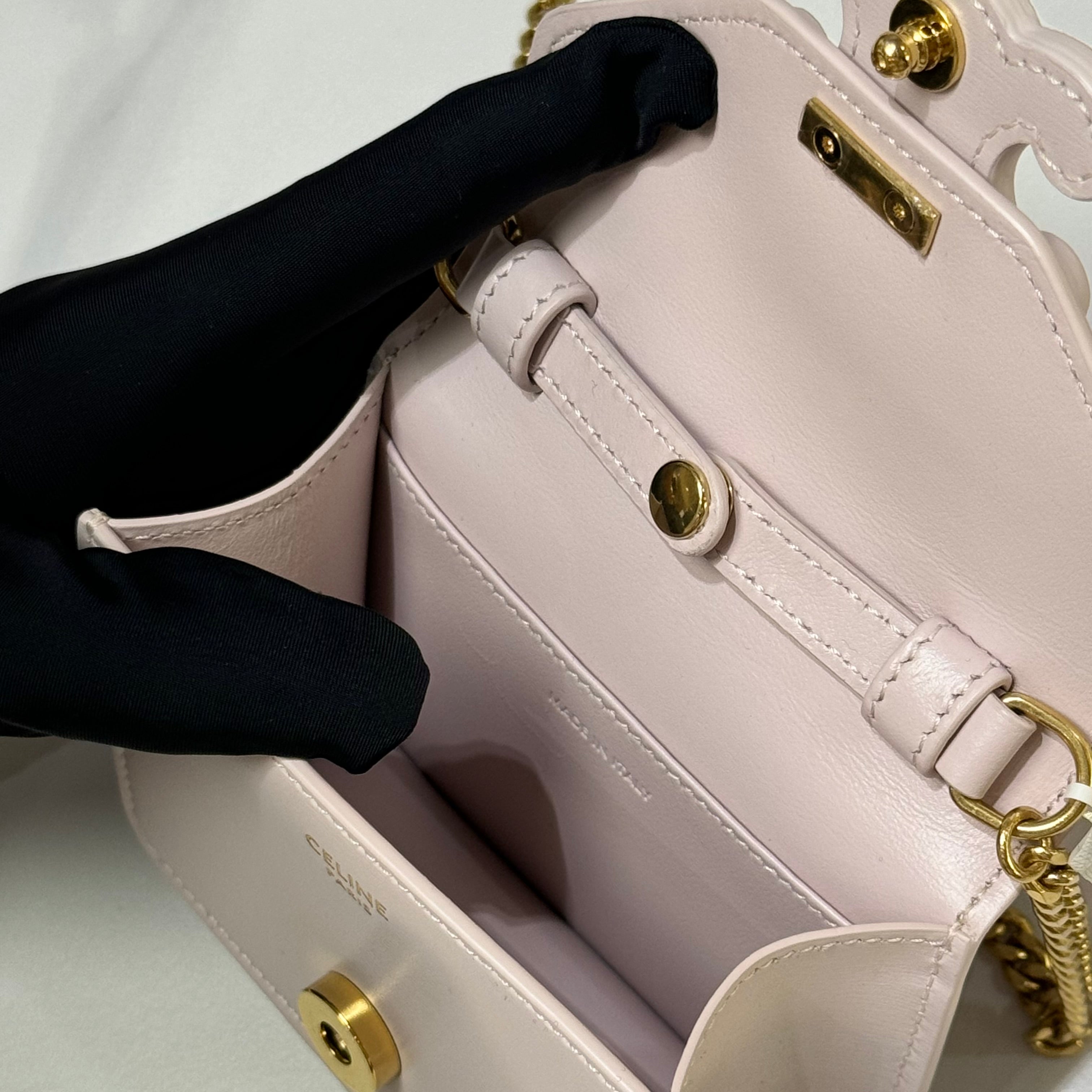 CELINE TRIOMPHE EMBOSSED CHAIN MINI LIPSTICK BAG