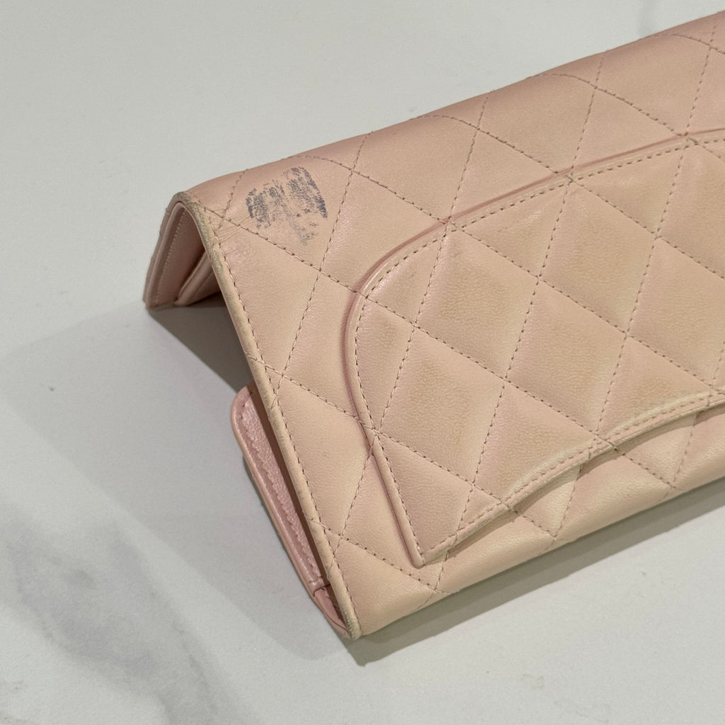 CHANEL CLASSIC FLAP WALLET PINK LAMBSKIN