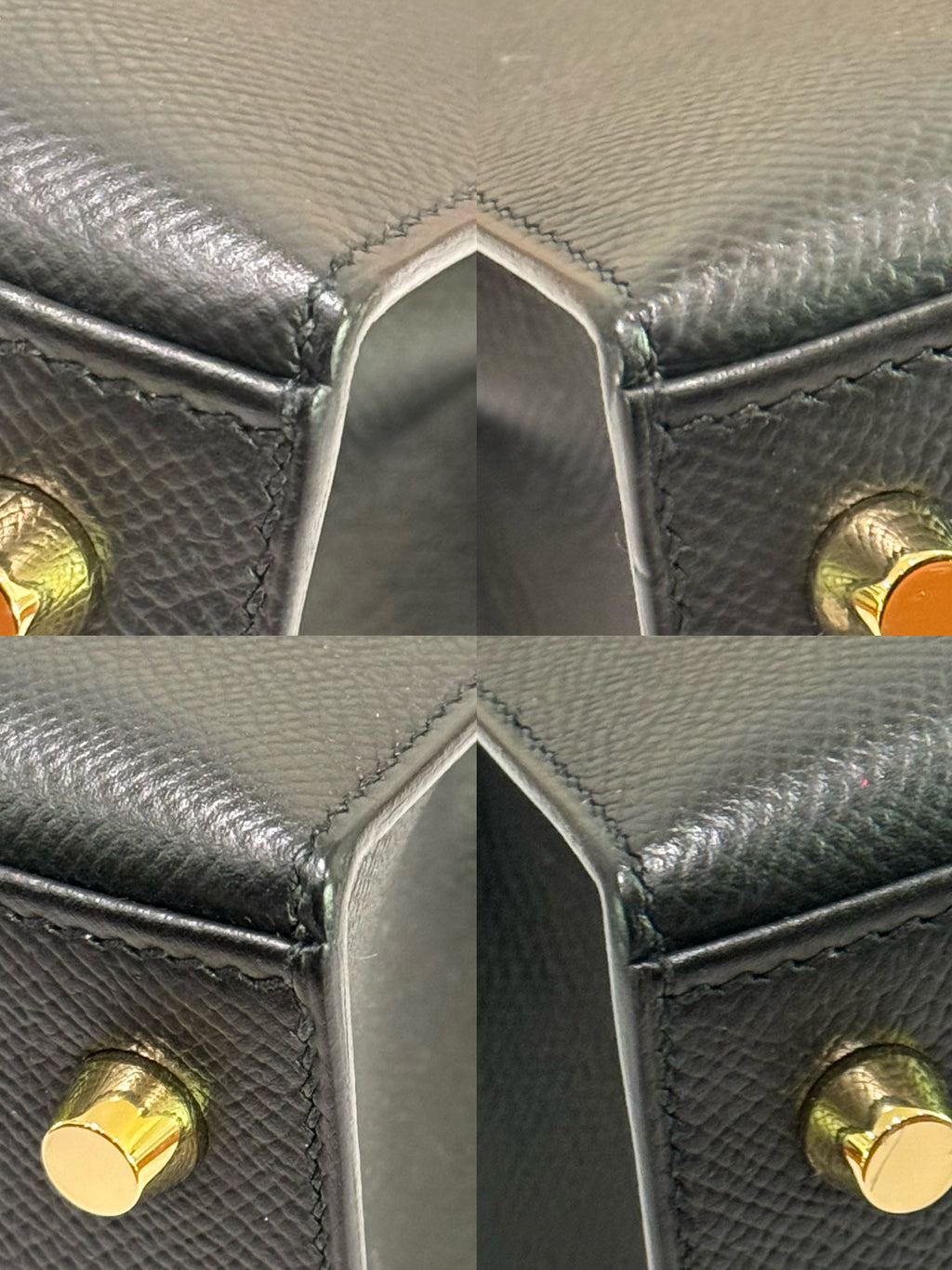 HERMÈS KELLY 25 BLACK EPSOM LEATHER GHW STAMP C
