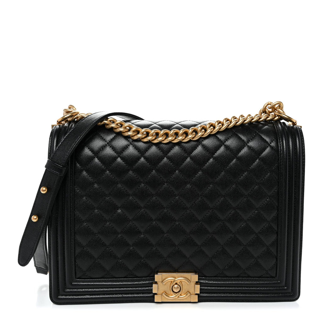 Caviar Quilted Large Boy Flap Black