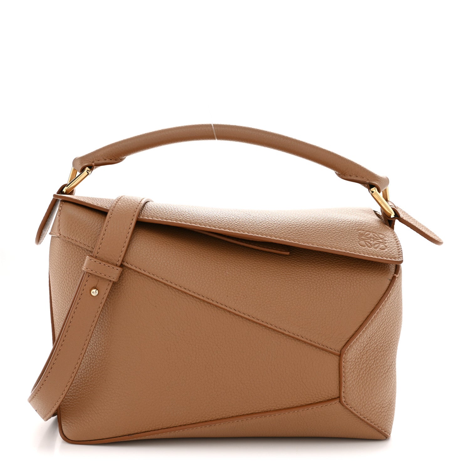 Grained Calfskin Small Puzzle Edge Bag Toffee