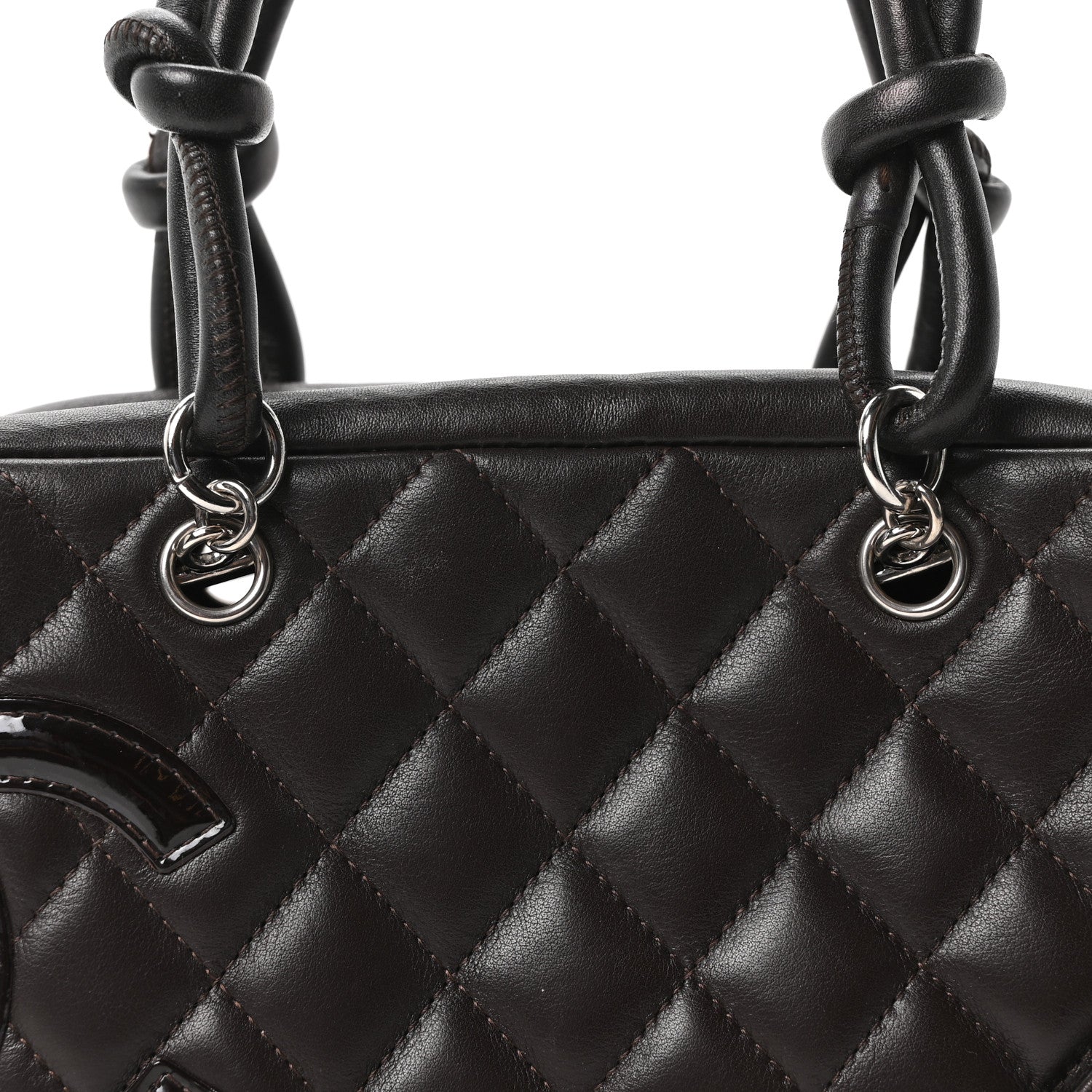 Calfskin Quilted Small Cambon Bowler Dark Brown