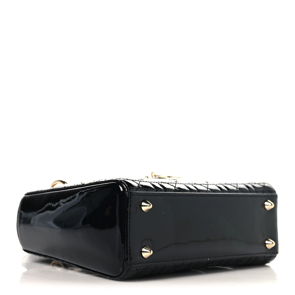 Patent Cannage Small Lady Dior Black
