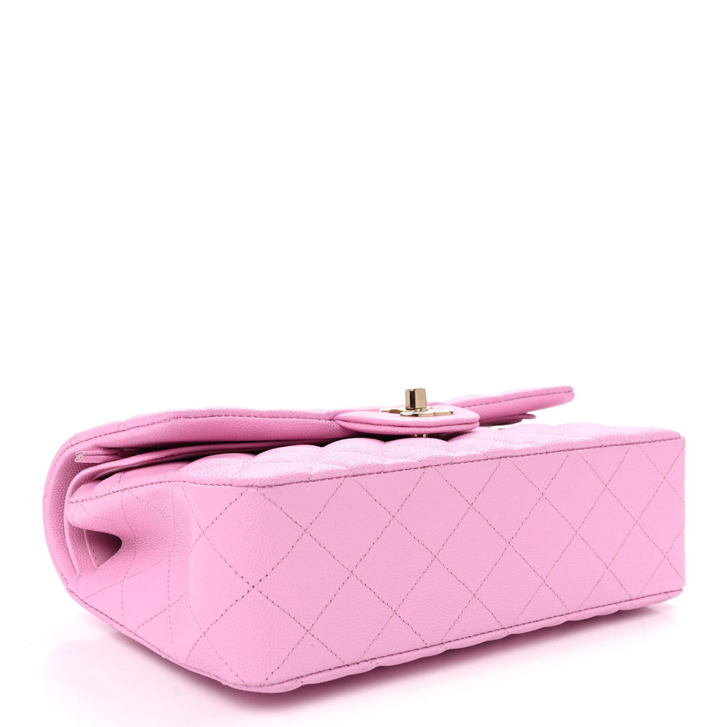 Caviar Quilted Small Double Flap Pink