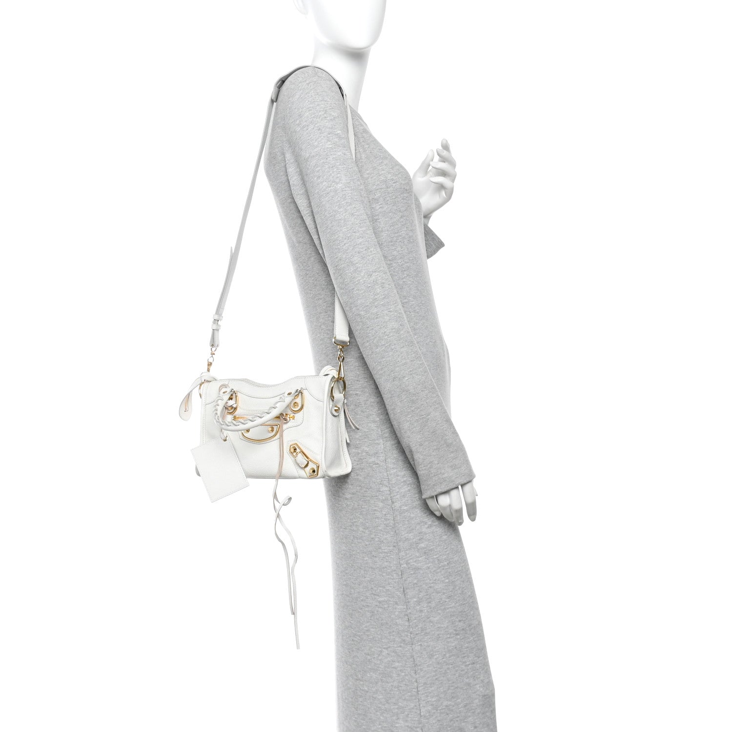 Chevre Gold Metallic Edge Hardware Mini City White