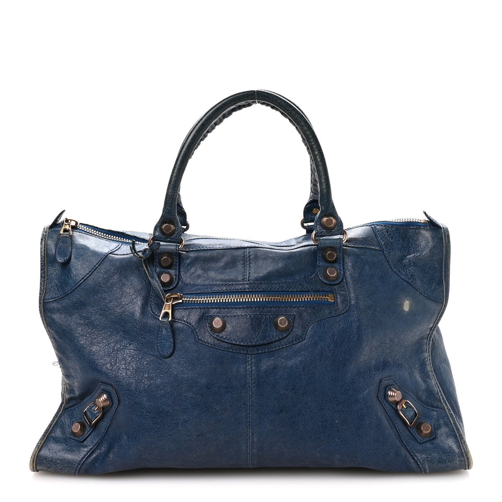 Agneau Giant 12 Gold Hardware Work Bleu Glacier
