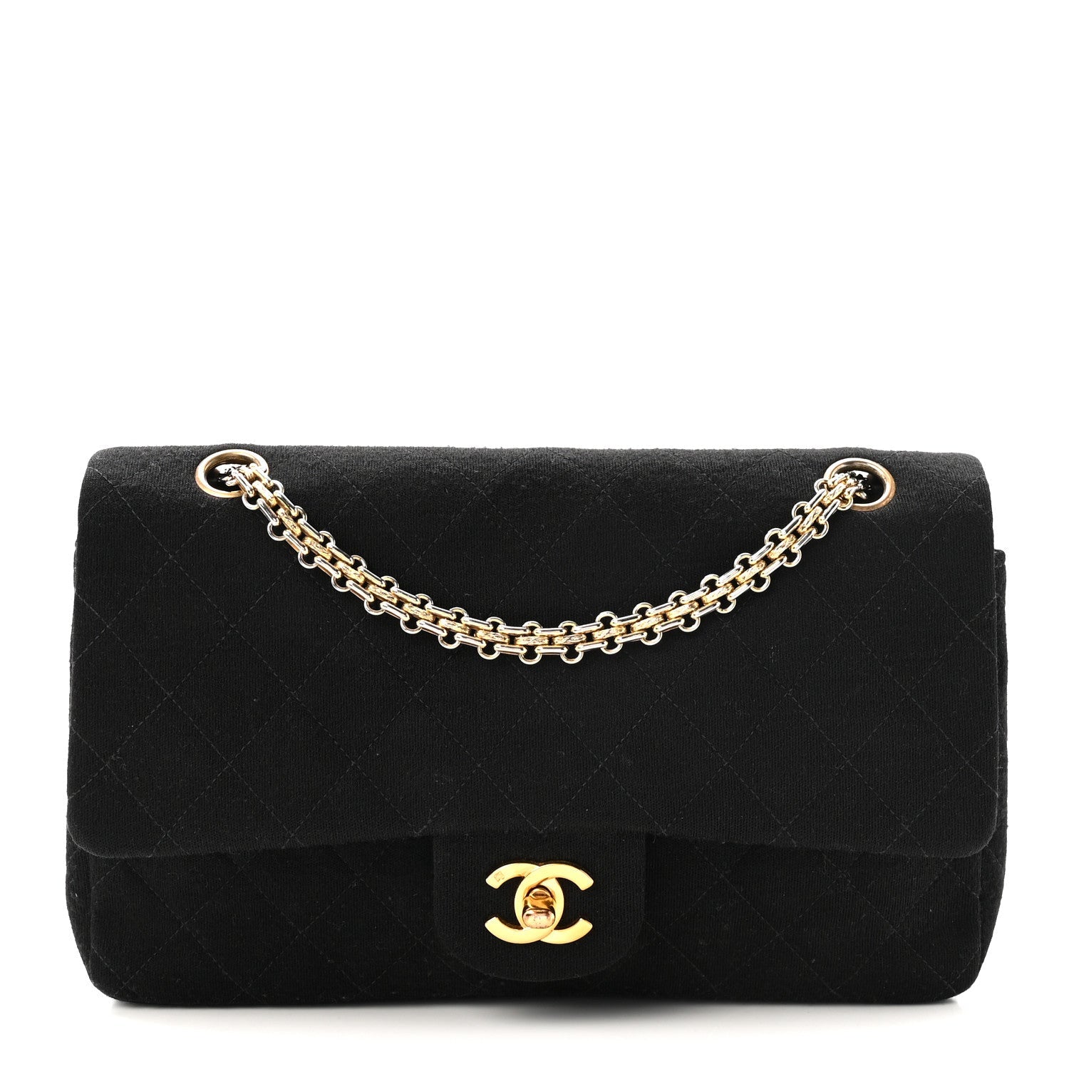 Jersey Quilted Medium Double Flap Black