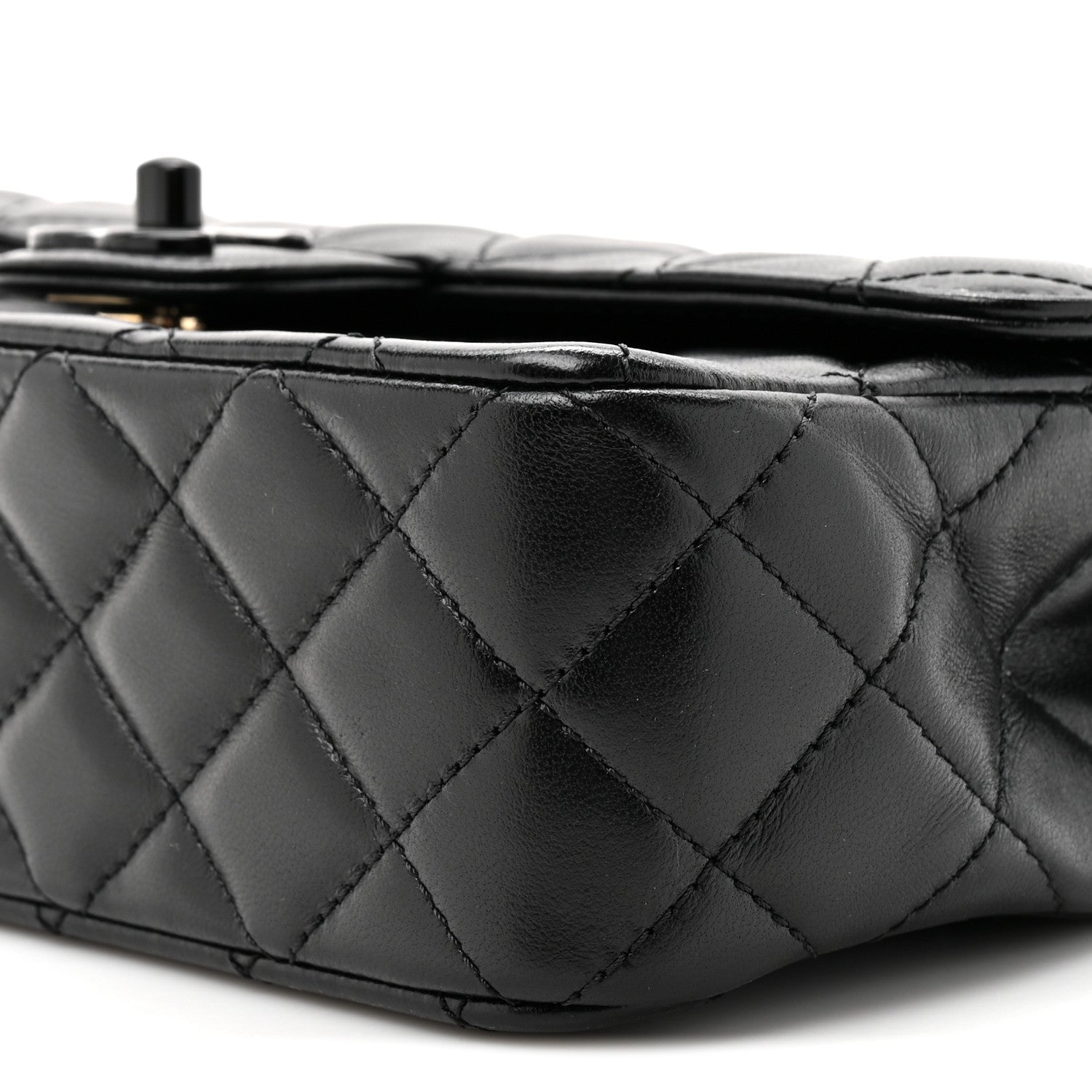 Lambskin Quilted Small Single Flap Top Handle Bag So Black