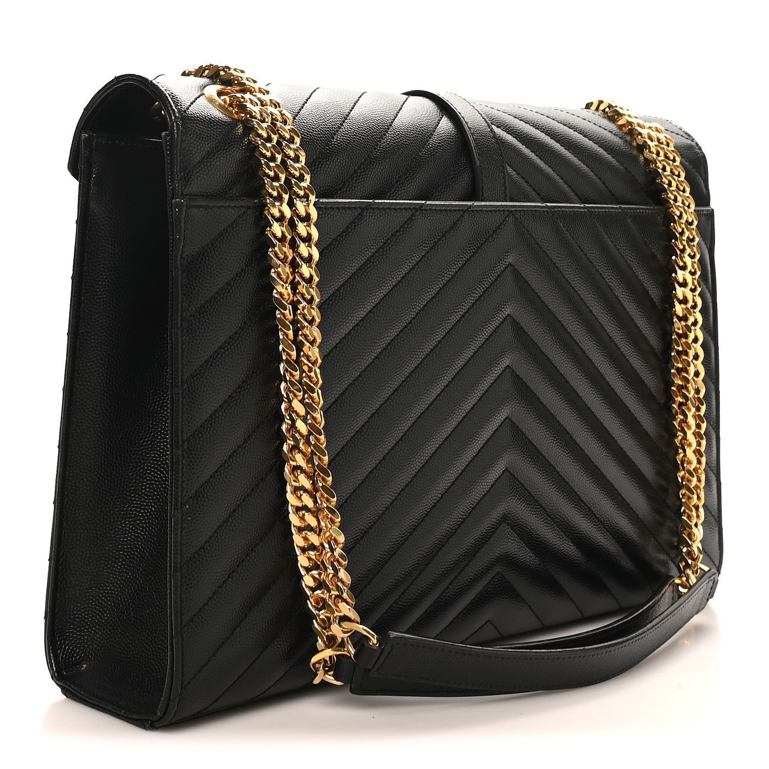 Grain De Poudre Matelasse Chevron Large Monogram Satchel Black