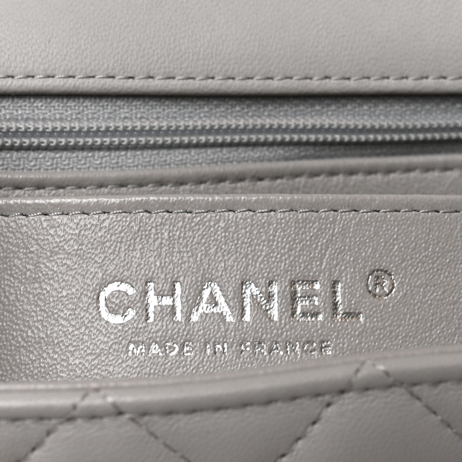 Lambskin Quilted Mini Rectangular Flap Light Grey