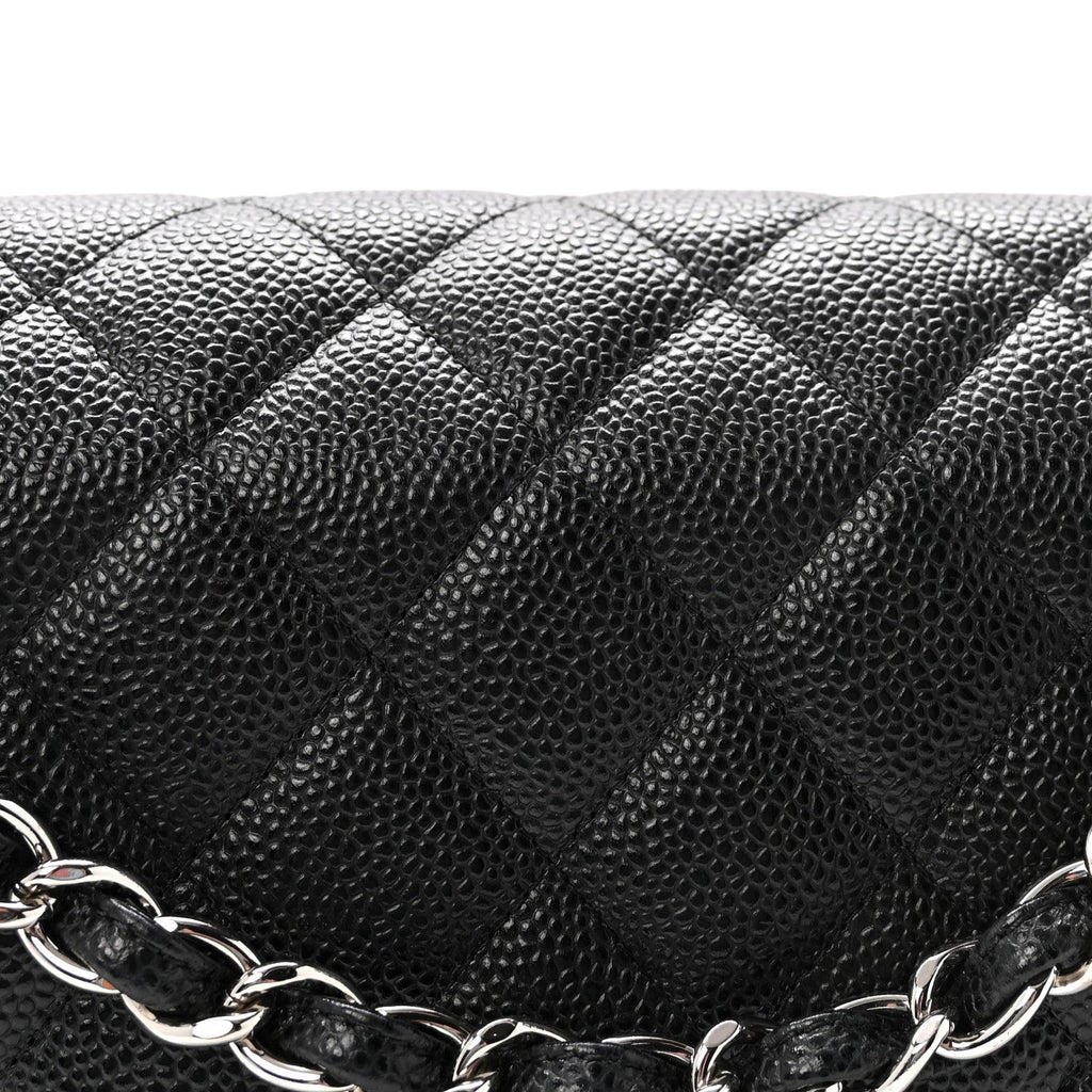 Caviar Quilted Jumbo Double Flap Black
