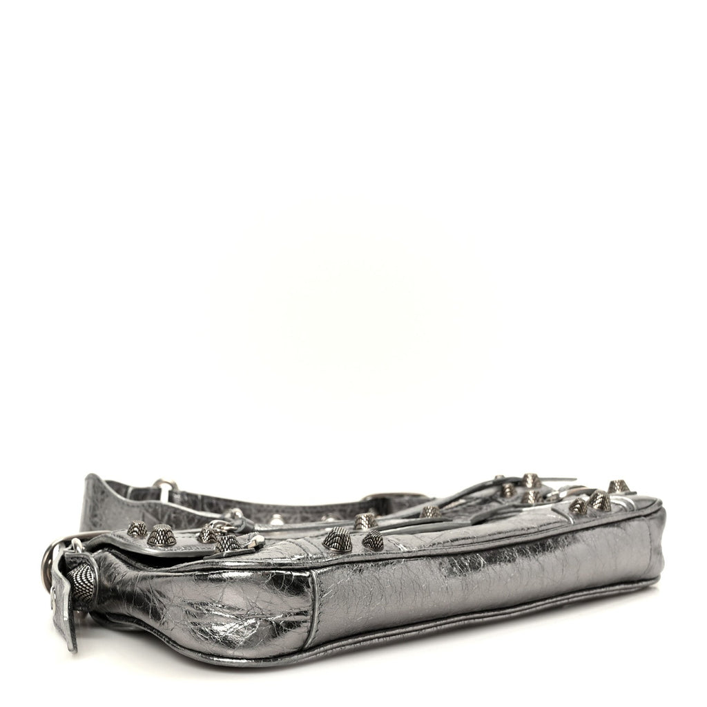 Metallic Agneau Arena Small Le Cagole Sling Bag Silver