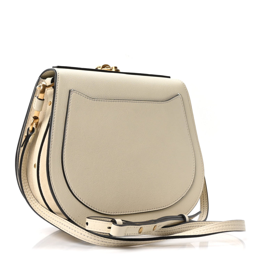 Calfskin Suede Medium Nile Bracelet Bag Off White