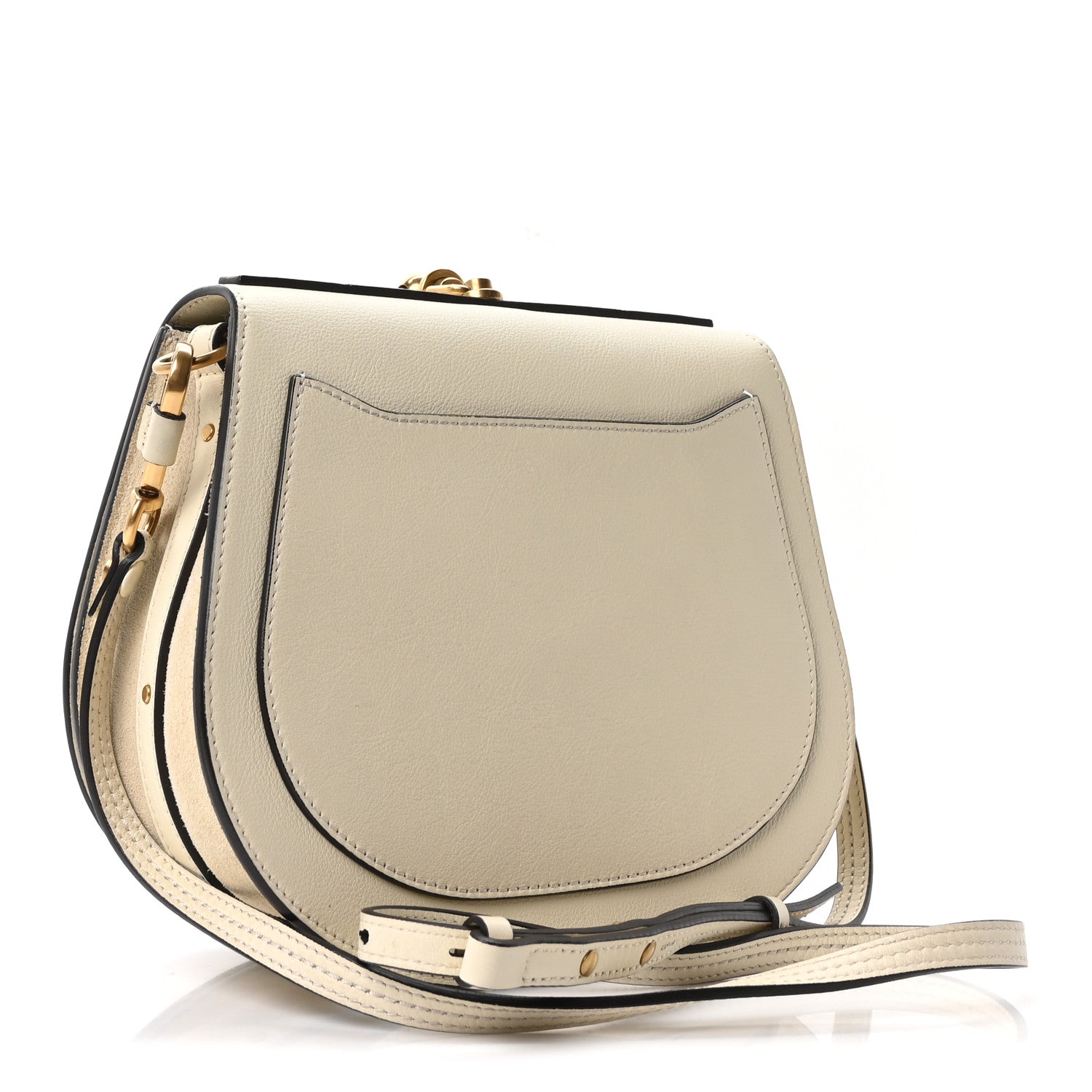 Calfskin Suede Medium Nile Bracelet Bag Off White