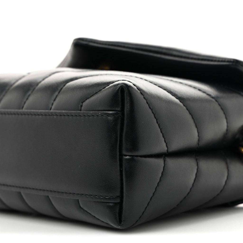 Calfskin Y Quilted Monogram Toy Loulou Crossbody Bag Black
