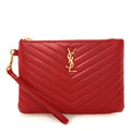 Calfskin Matelasse Chevron Monogram A5 Wristlet Bandana Red