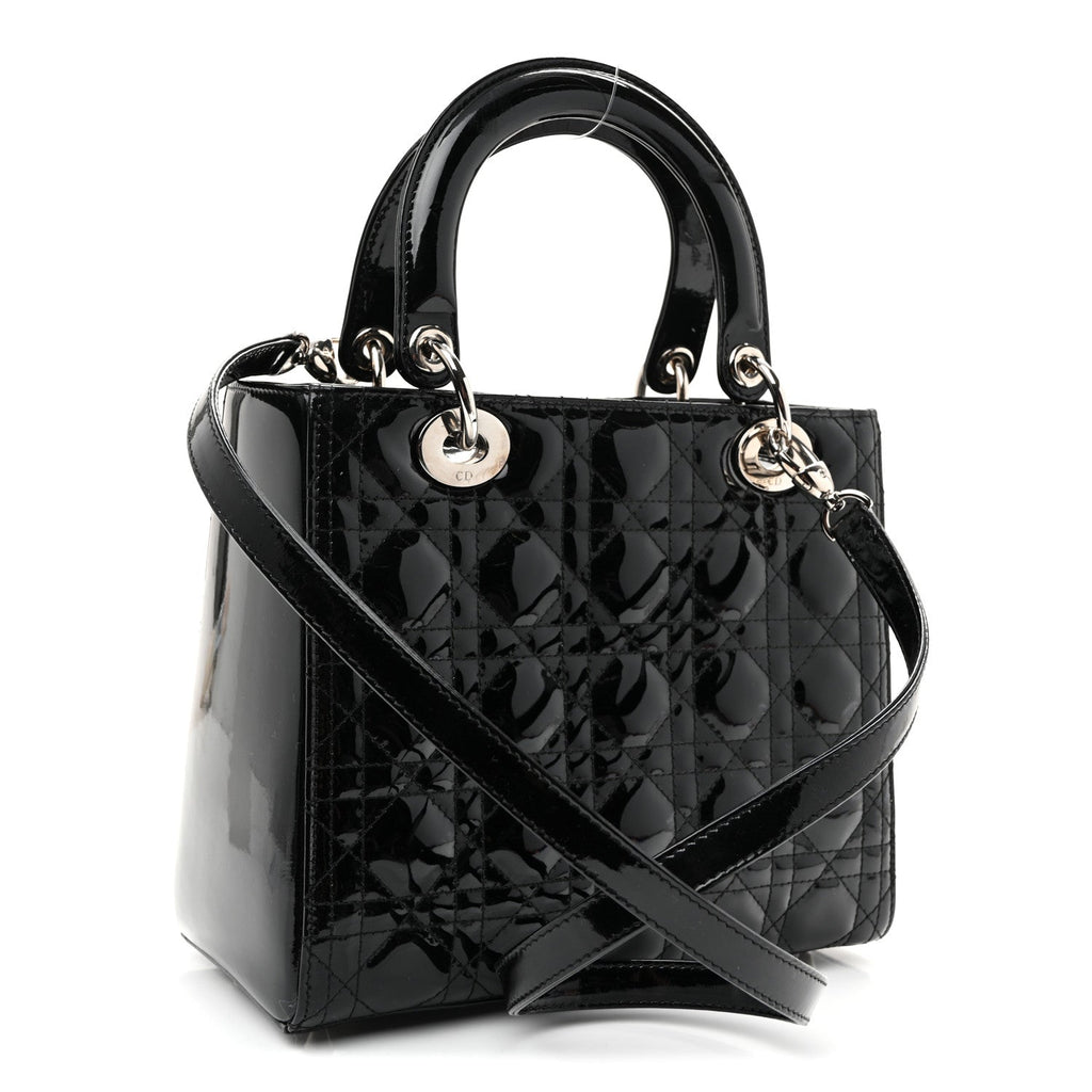 Patent Cannage Medium Lady Dior Black
