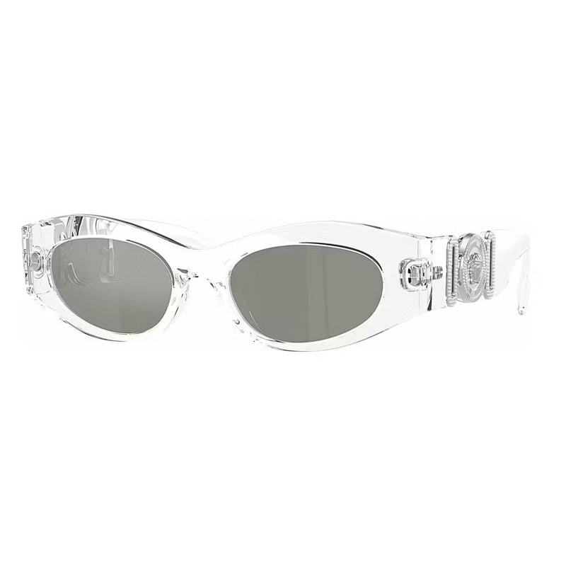 Versace Sunglasses Oval Full Rim, White Frame and Dark Grey Lens VE4480U314/87