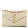 Grain De Poudre Matelasse Chevron Monogram Chain Wallet Crema Soft