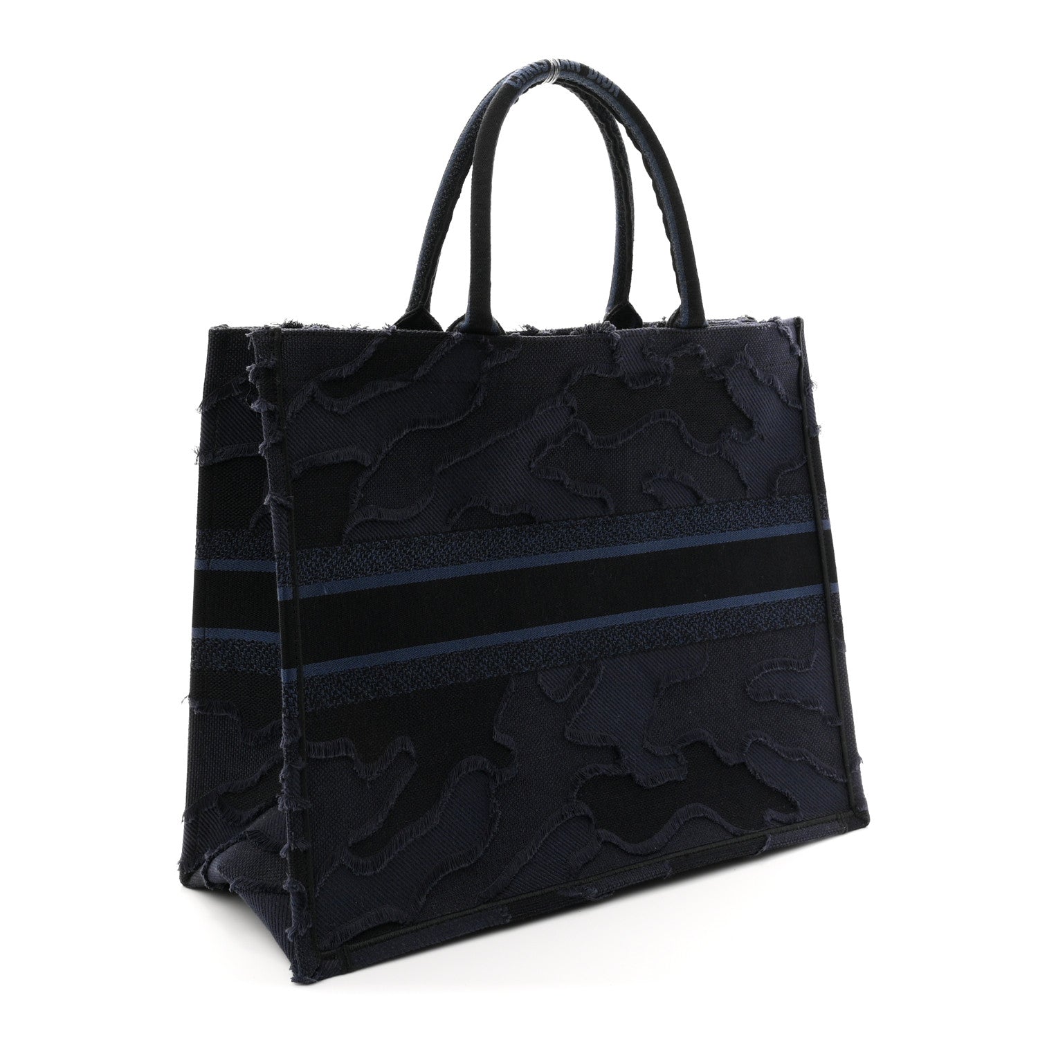 Canvas Embroidered Camouflage Book Tote Blue