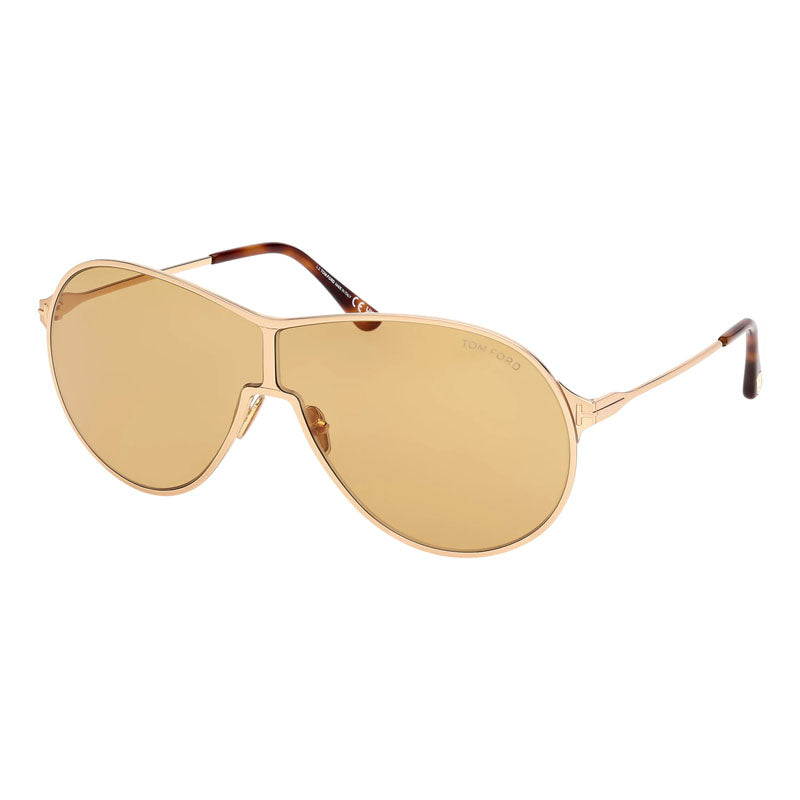 Tom Ford Sunglasses Aviator Full Rim, Shiny Rose Gold Frame and Roviex Gradient Lens FT117428K