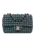 Tweed Quilted Mini Rectangular Flap Green Navy Dark Beige