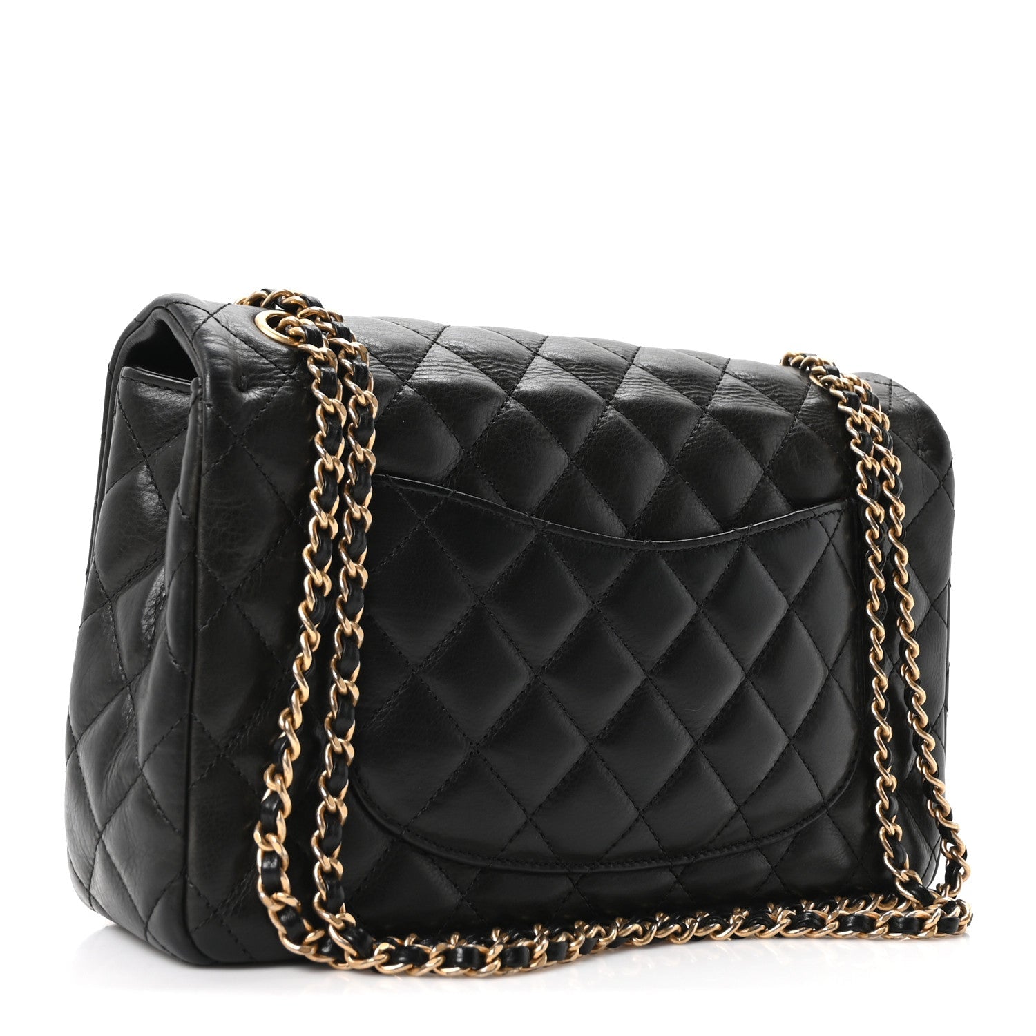 Calfskin Quilted Rock The Corner Flap Black
