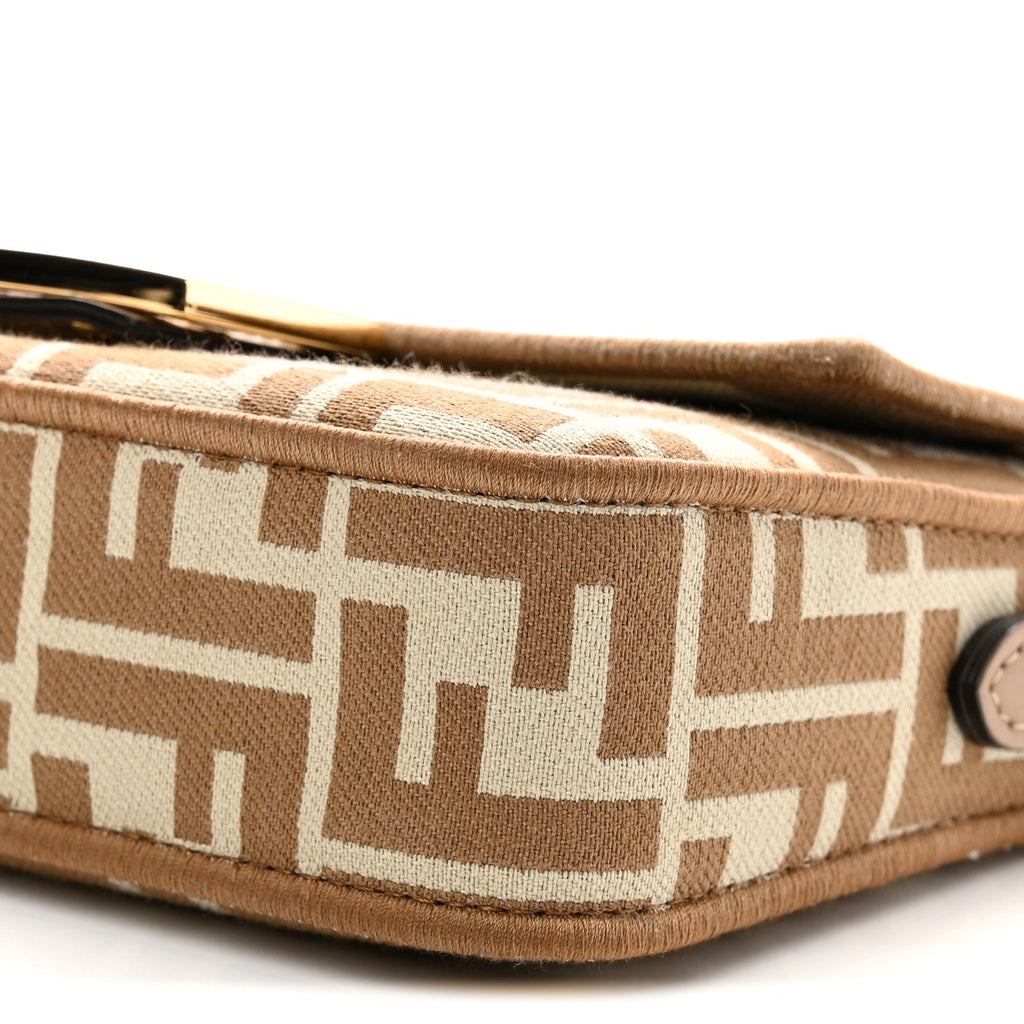 Fabric Jacquard FF 1974 Mini Baguette Beige