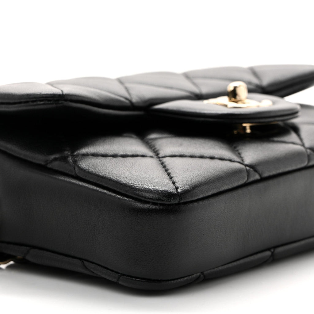 Lambskin Quilted Mini My Precious Waist Bag Black