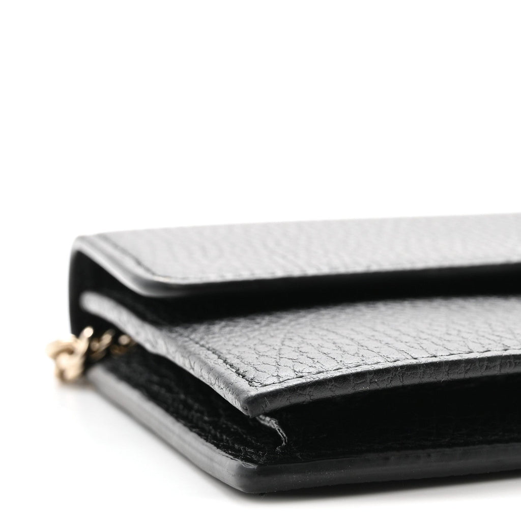 Dollar Calfskin Interlocking G Chain Wallet Black