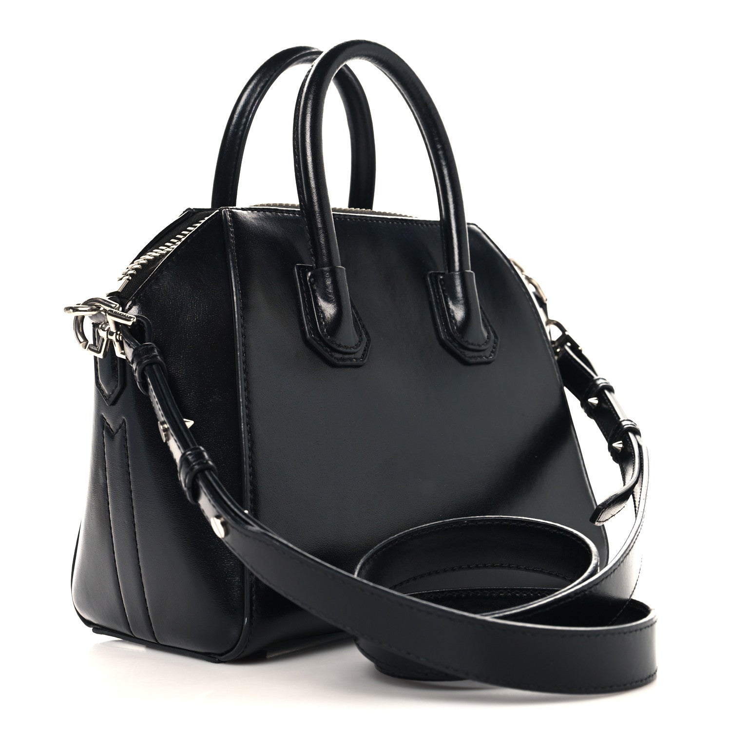 Shiny Lord Calfskin Mini Antigona Black