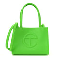 Vegan Leather Small Shopping Bag Highlighter Green