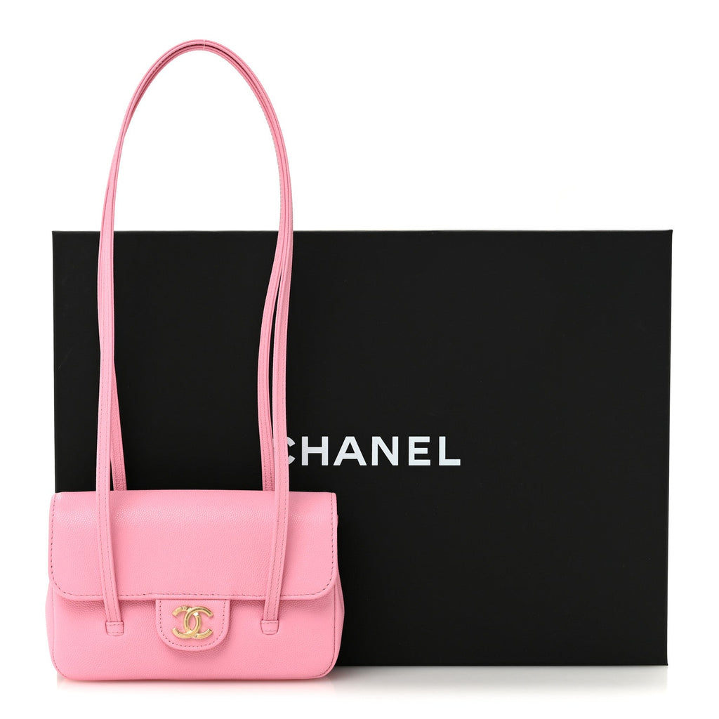 Shiny Caviar Mini Preppy Coco Shoulder Bag Rose