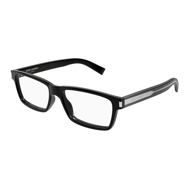 Saint Laurent Eyeglasses Rectangle Full Rim, Black Frame and Clear Demo Lenses Lens SL622007