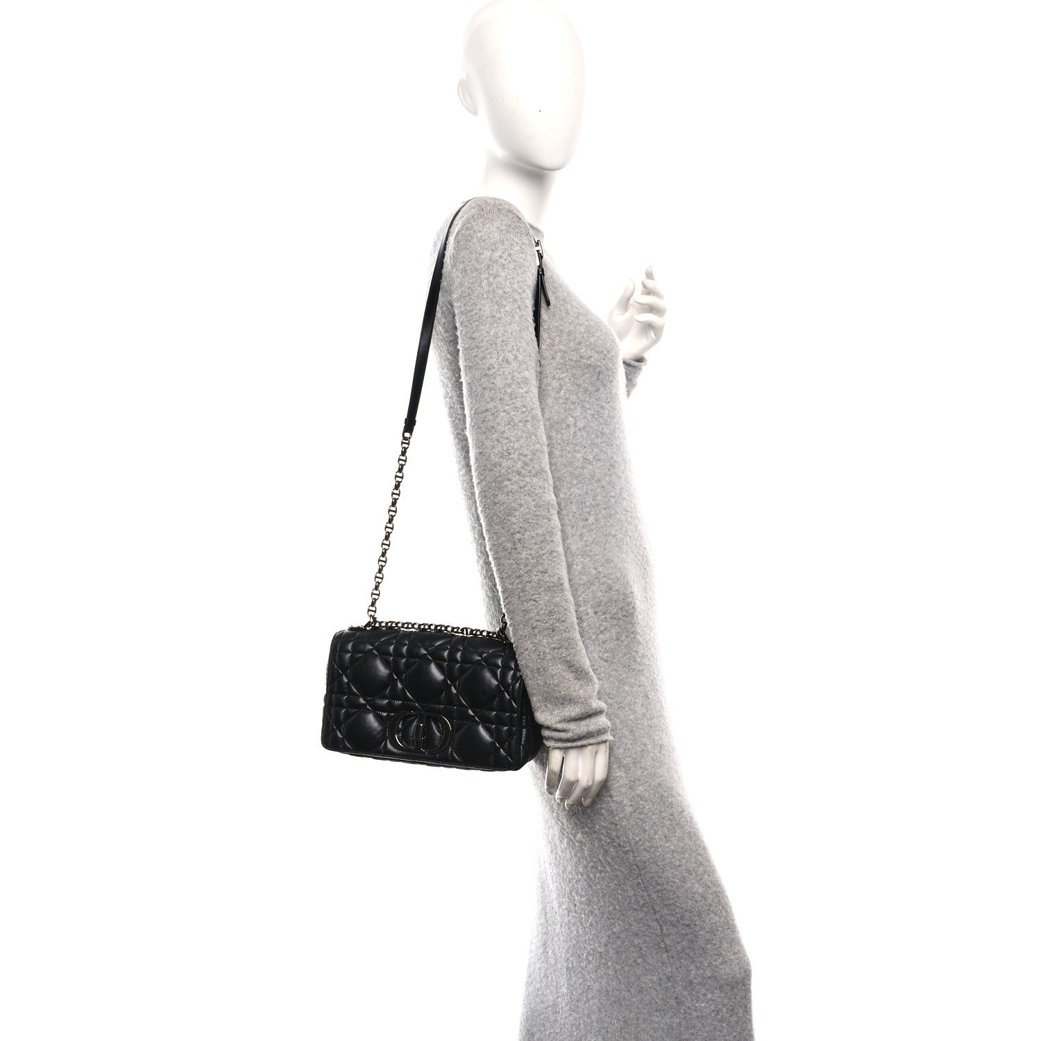 Calfskin Macrocannage Large Caro Bag Black