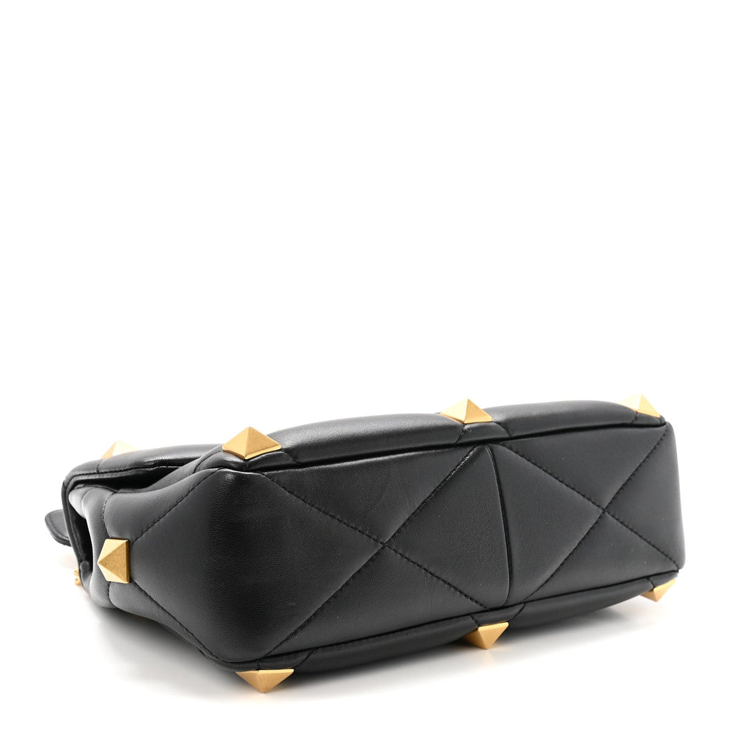 Nappa Large Roman Stud Shoulder Bag Black