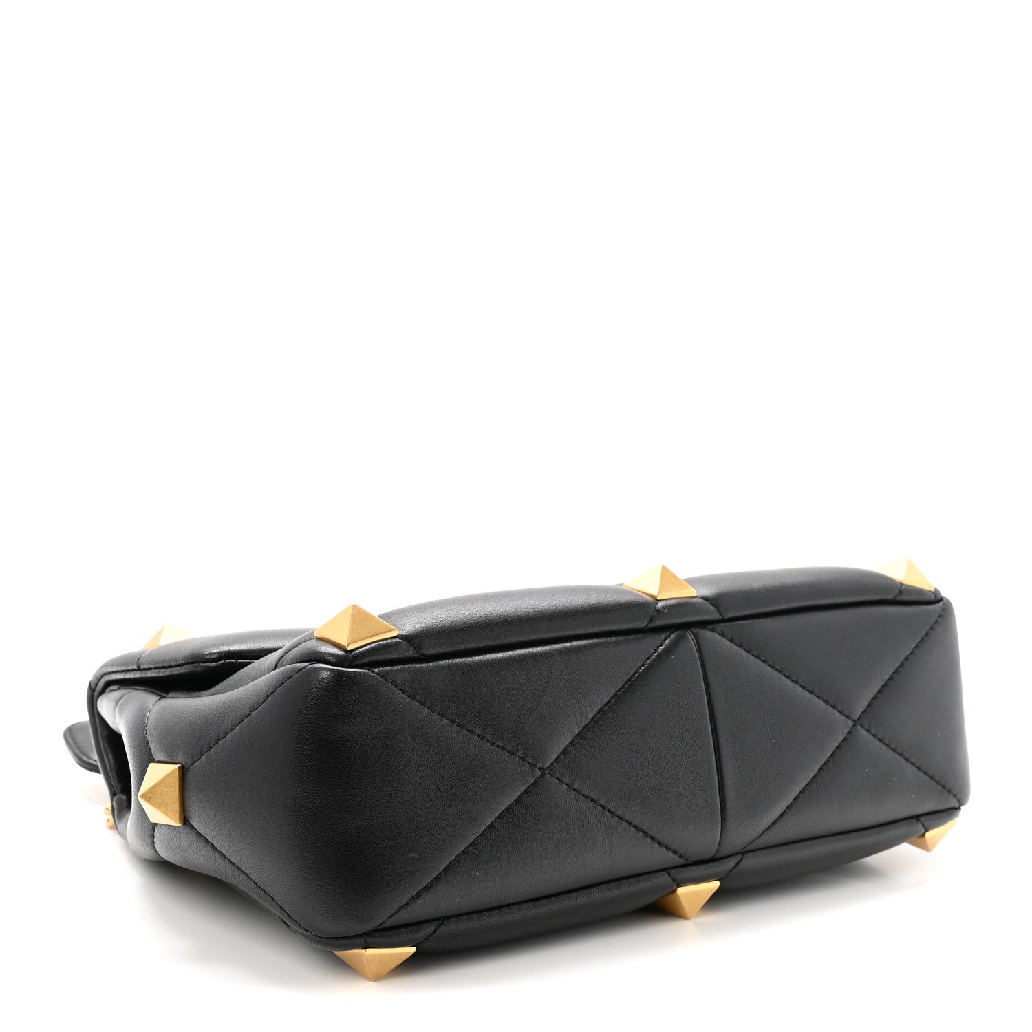 Nappa Large Roman Stud Shoulder Bag Black