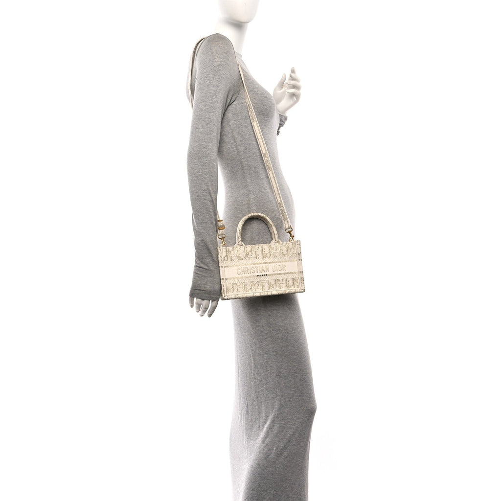 Oblique Mini Book Tote With Strap Gold Multicolor