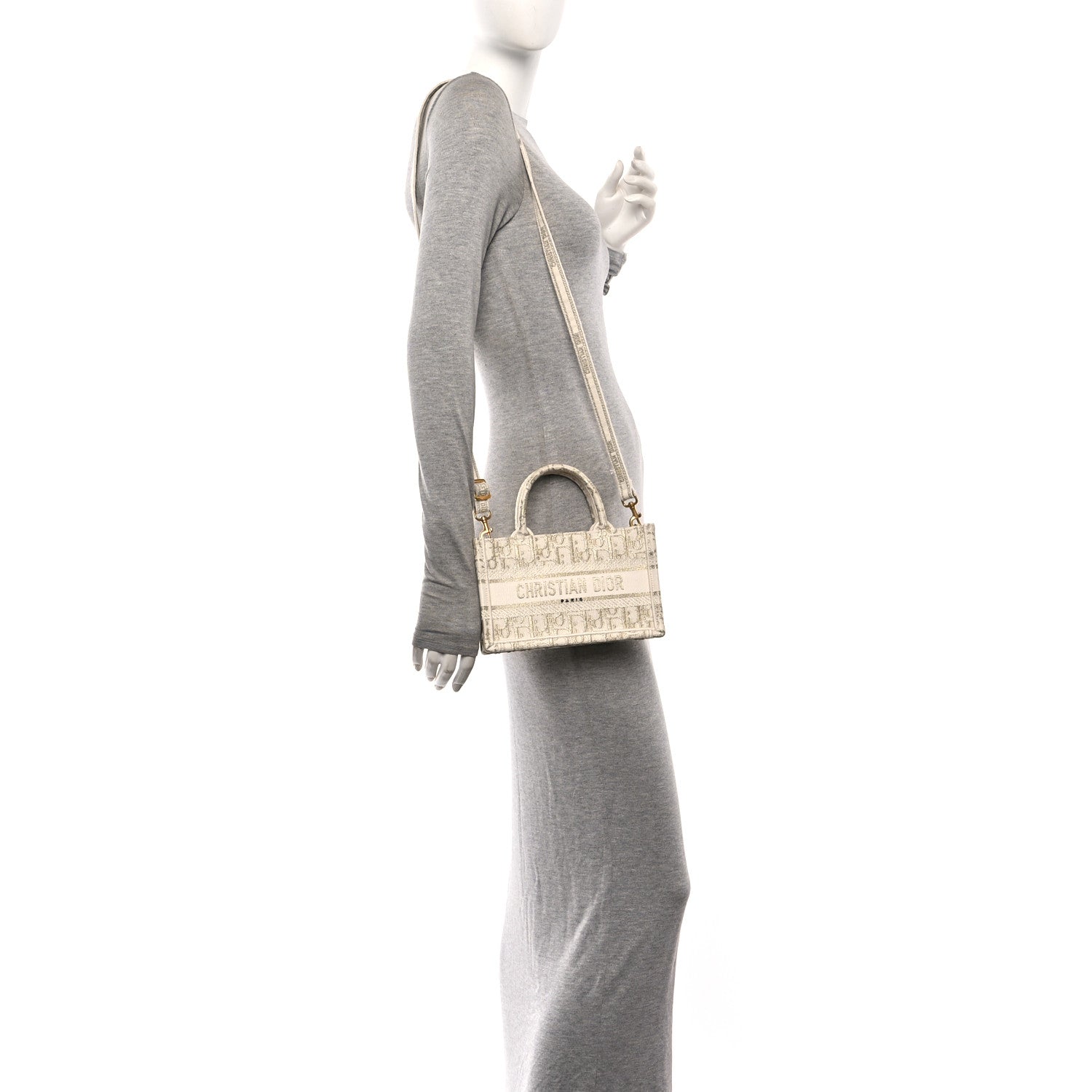 Oblique Mini Book Tote With Strap Gold Multicolor