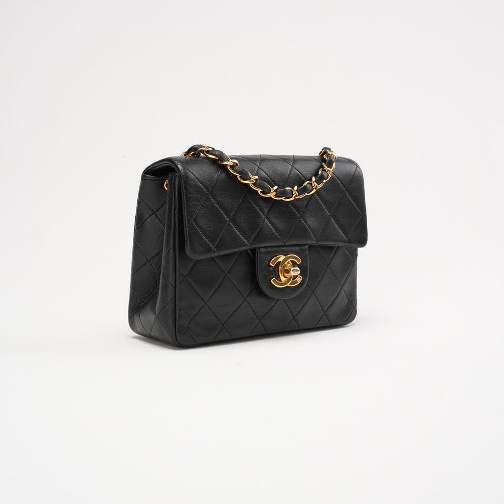 Chanel Vintage Mini Square Classic Flap Lamb Black 1996