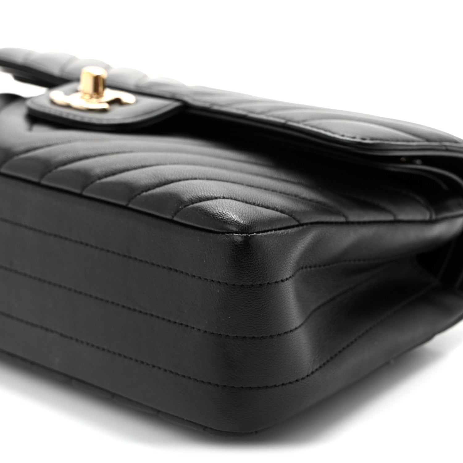 Lambskin Chevron Quilted Small Double Flap Black