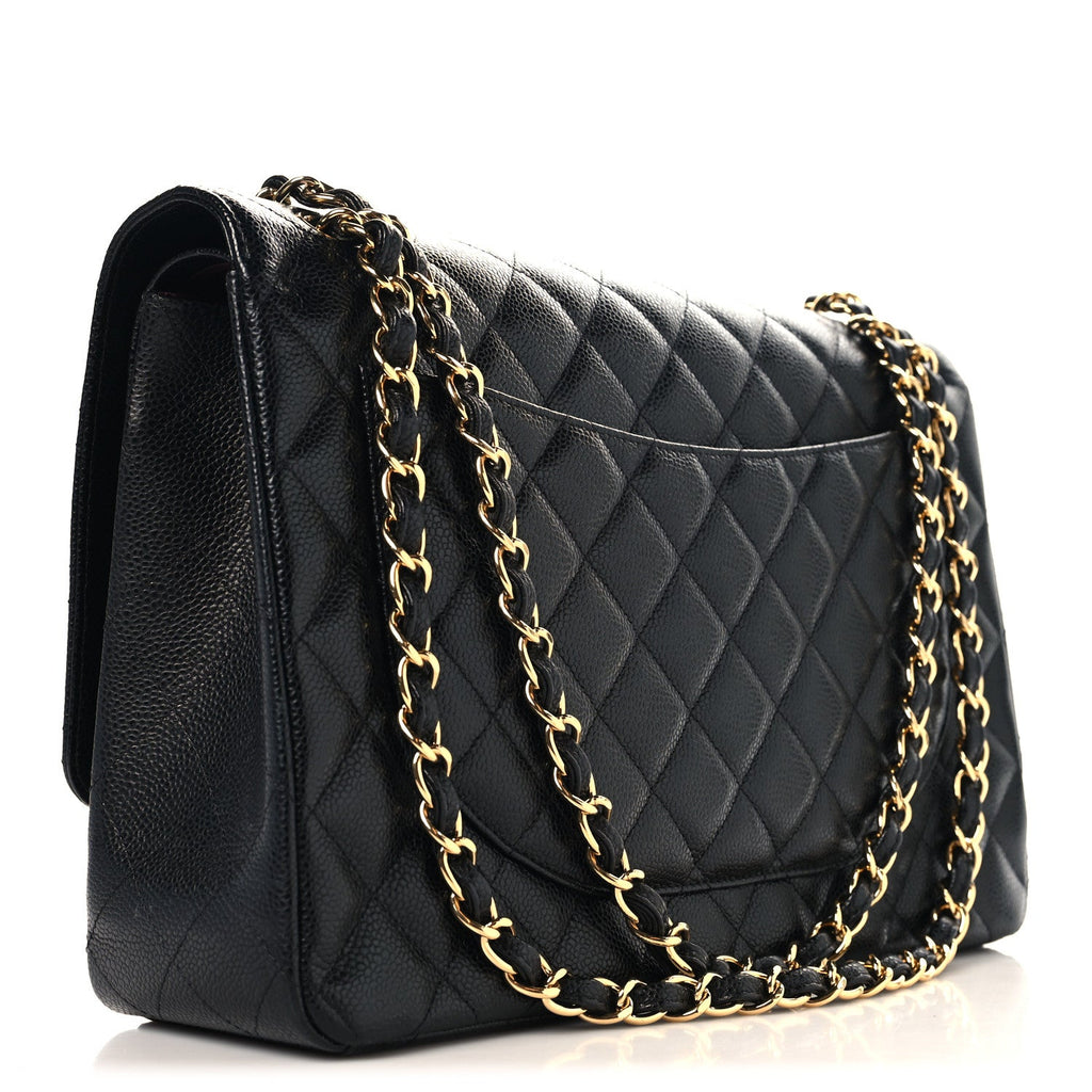 Caviar Quilted Maxi Double Flap Black