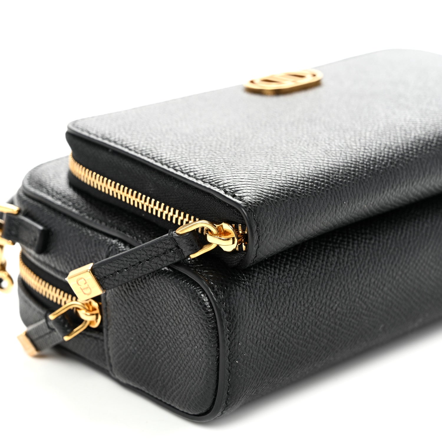 Grained Calfskin Caro Double Pouch Black Black