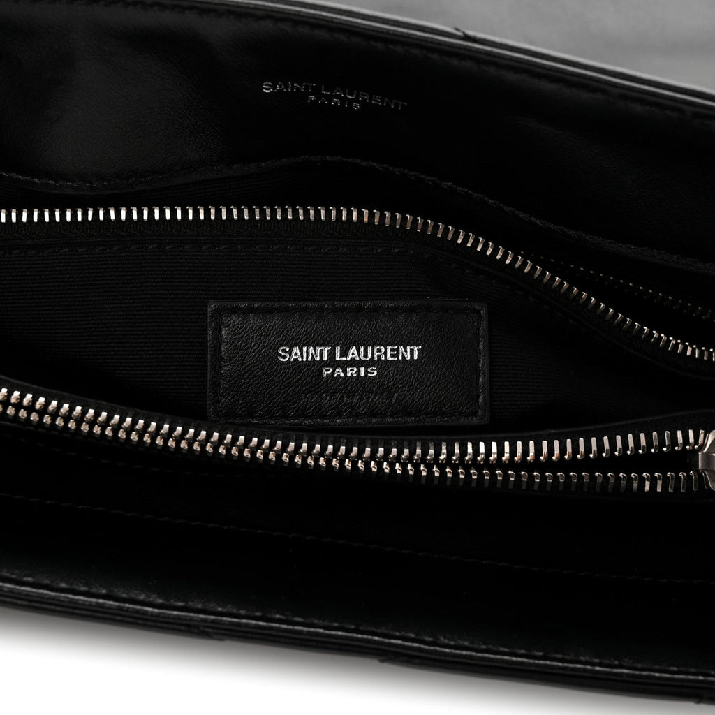 Calfskin Y Quilted Monogram Medium Loulou Chain Satchel Black