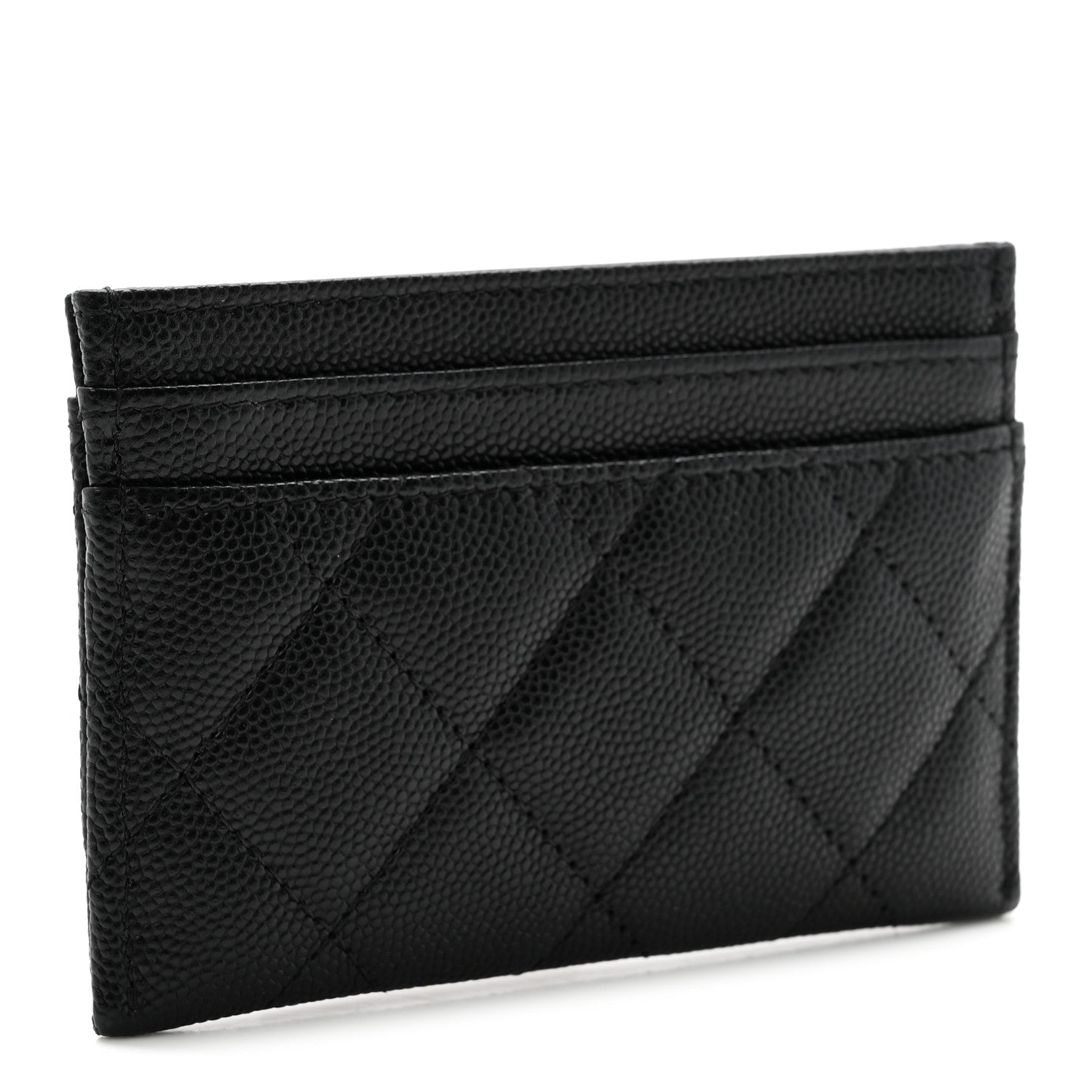 Caviar Quilted Studded CC Card Holder Black
